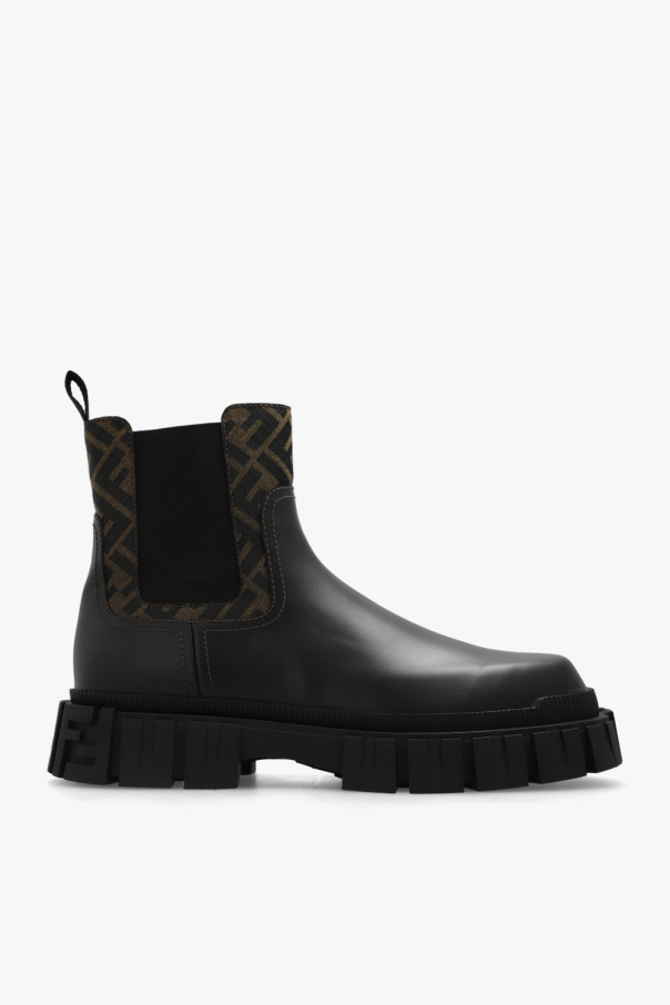 Brown Leather ankle boots with monogram Fendi SchaferandweinerShops AG FENDI KIDS CZAPKA Z DASZKIEM